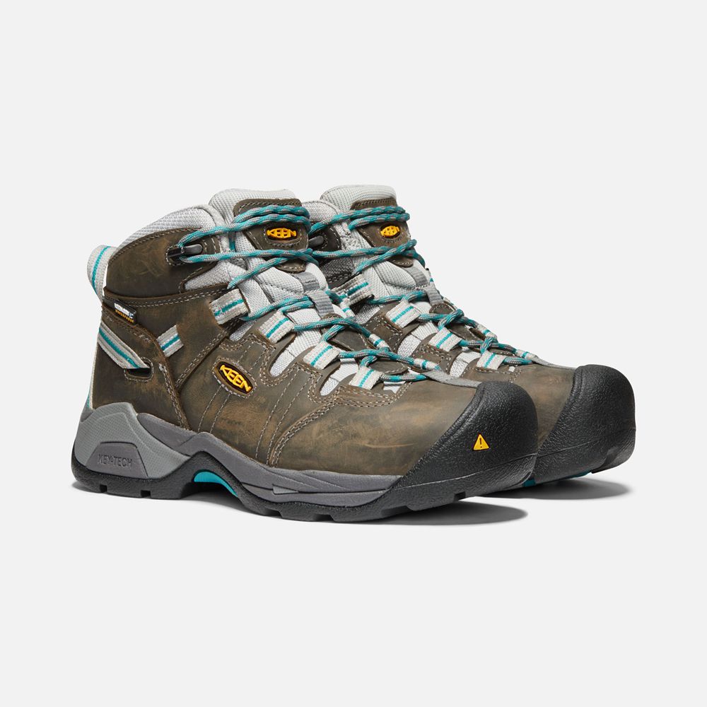 Botas de Trabajo Keen Mexico Negros Marrom - Mujer Detroit Xt Waterproof (Steel Toe) - YZ1526734